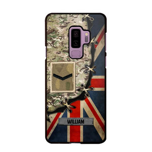 Personalized UK Soldier/ Veteran Rank Camo Flag Phonecase Printed 23FEB-DT09