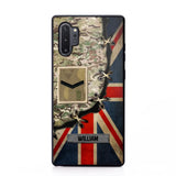 Personalized UK Soldier/ Veteran Rank Camo Flag Phonecase Printed 23FEB-DT09