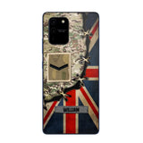 Personalized UK Soldier/ Veteran Rank Camo Flag Phonecase Printed 23FEB-DT09