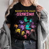 Personalized Blessed To Be Called Grandma Kid Name Hand  Tshirt Printed PNHQ1002