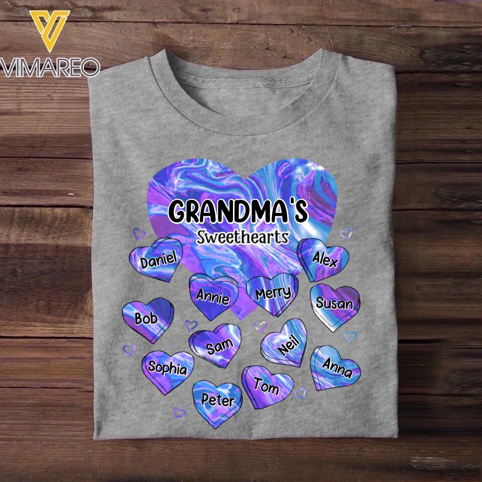 Personalized Grandma's Sweethearts Kid Name Tshirt Printed 23FEB-VD13