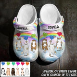 Personalized Rainbow Cats with Balloons Clog Slipper Shoes Printed PNDT1302