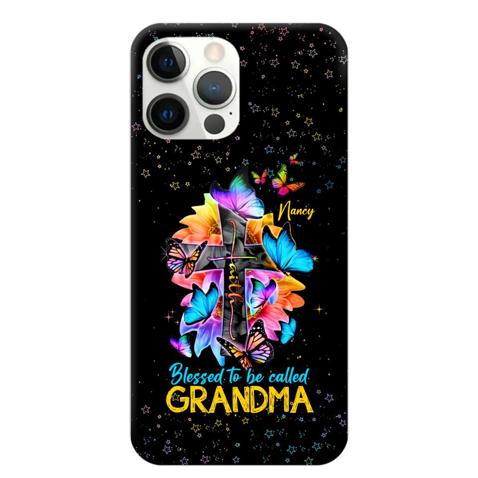 Personalized Butterfly Blessed To Be Called Grandma & Kid's Name Phonecase Printed PNHQ1602