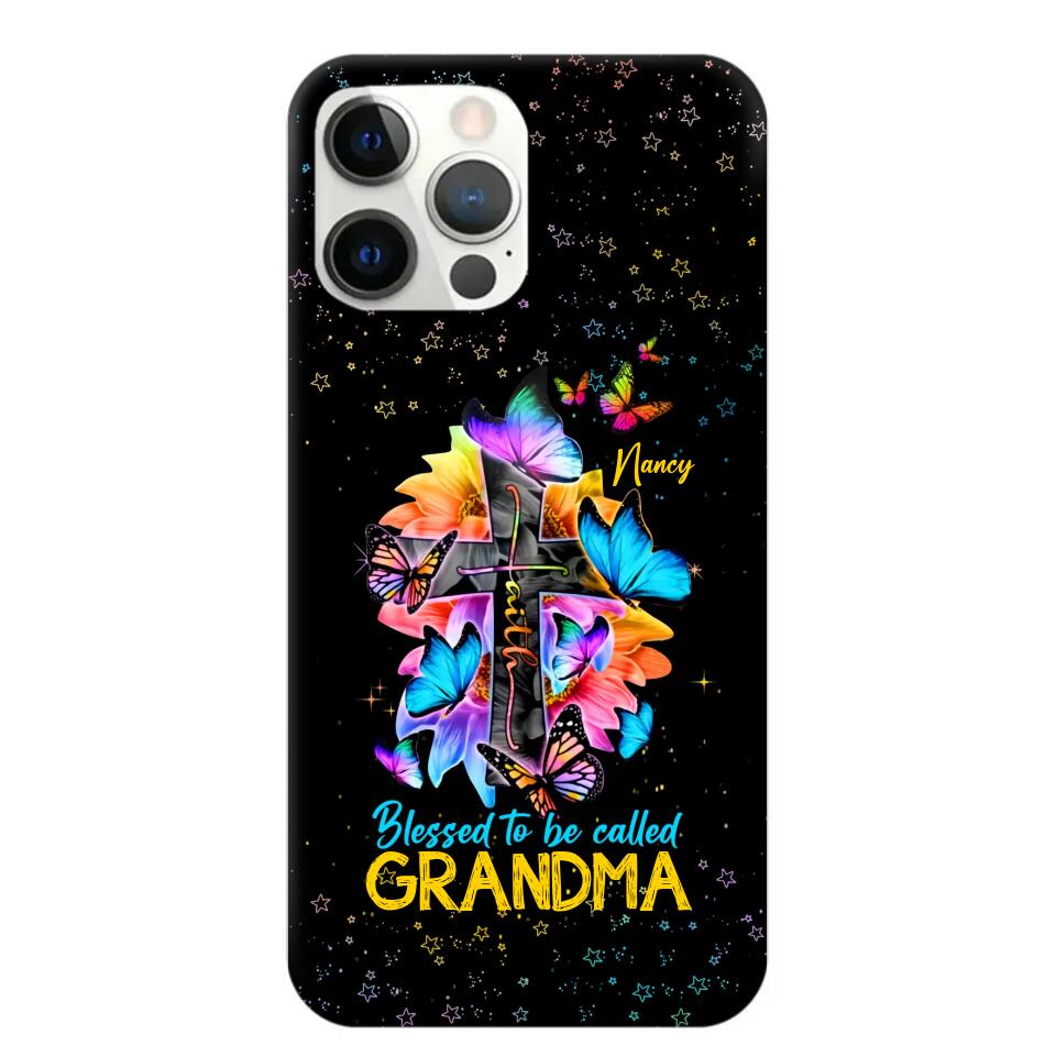 Personalized Butterfly Blessed To Be Called Grandma & Kid's Name Phonecase Printed PNHQ1602