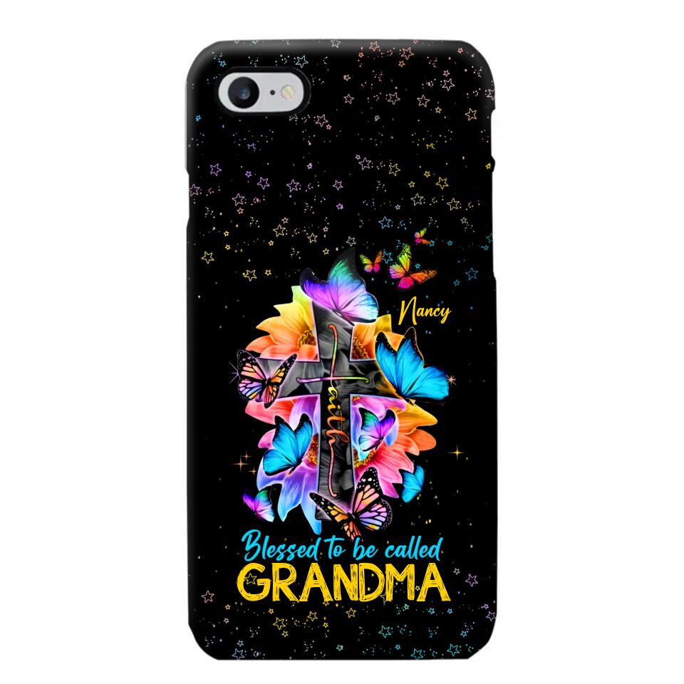 Personalized Butterfly Blessed To Be Called Grandma & Kid's Name Phonecase Printed PNHQ1602