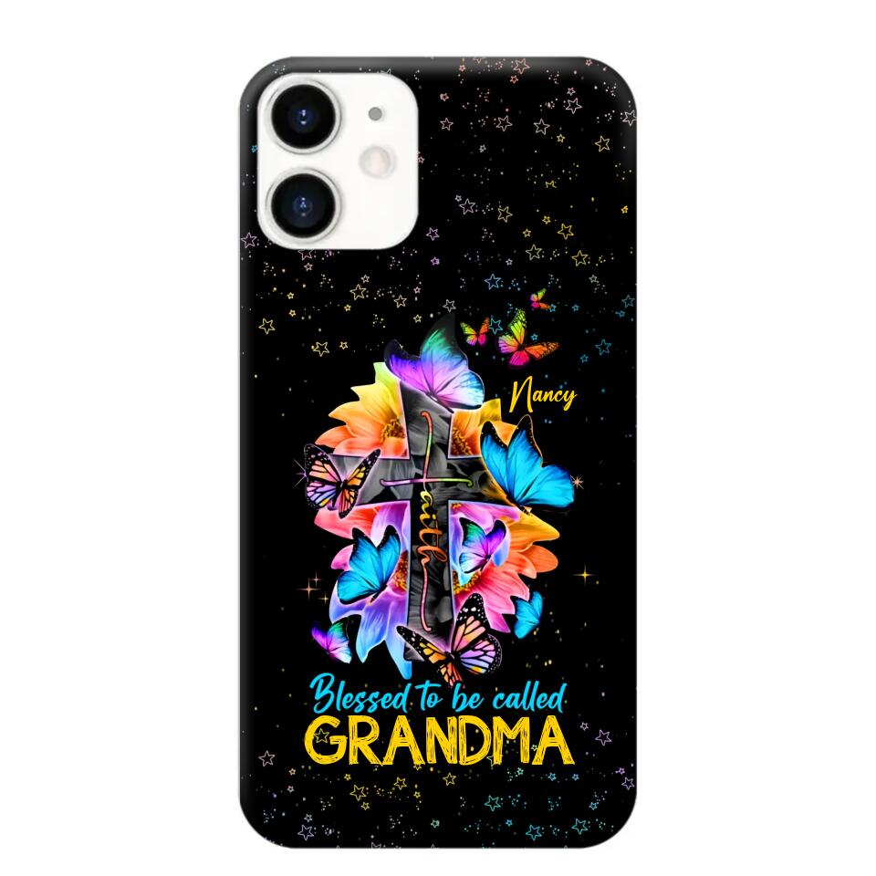 Personalized Butterfly Blessed To Be Called Grandma & Kid's Name Phonecase Printed PNHQ1602