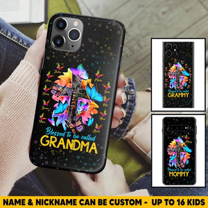 Personalized Butterfly Blessed To Be Called Grandma & Kid's Name Phonecase Printed PNHQ1602