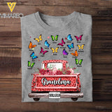 Personalized Grandma Kid Name Butterfly Truck Tshirt Printed PNDT1602