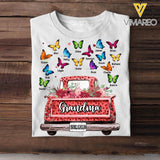 Personalized Grandma Kid Name Butterfly Truck Tshirt Printed PNDT1602