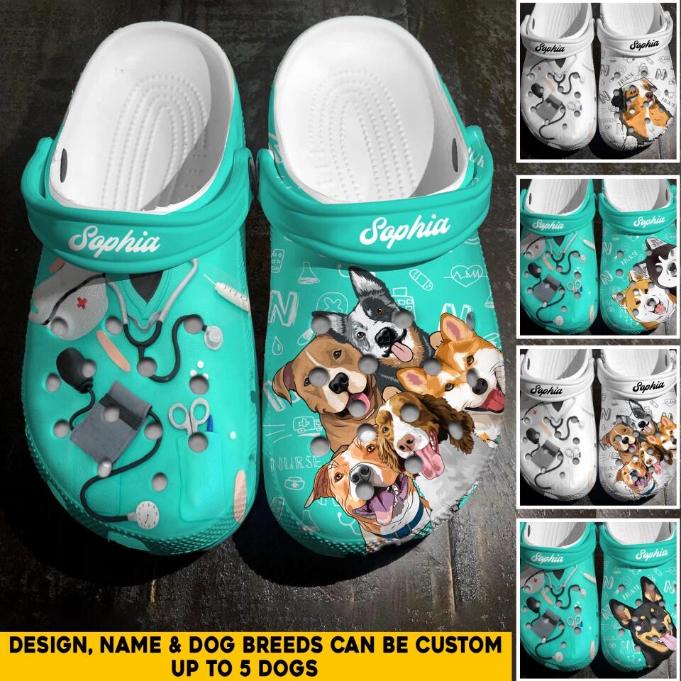 Personalized Nurse Dog Lover Clog Slipper Shoes Printed 23FEB-HQ17