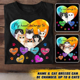 Personalized Cat Lovers My Heart Belongs To & Cat's Name Tshirt Printed 23FEB-VD16