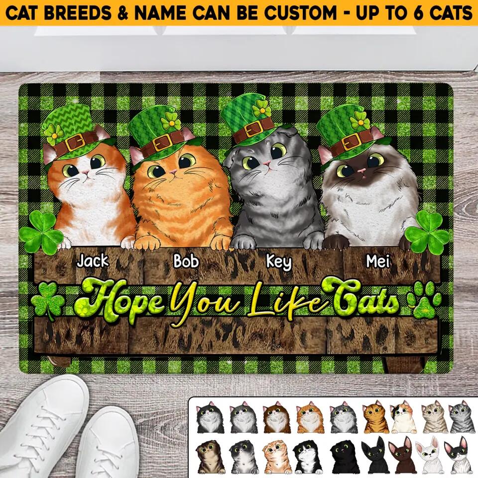 Personalized Hope You Like Cats Lucky Cat Lovers  Doormat Printed PNHQ1702