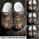 Personalized Horse Lover Leopard Clog Slipper Shoes Printed 23FEB-HQ18