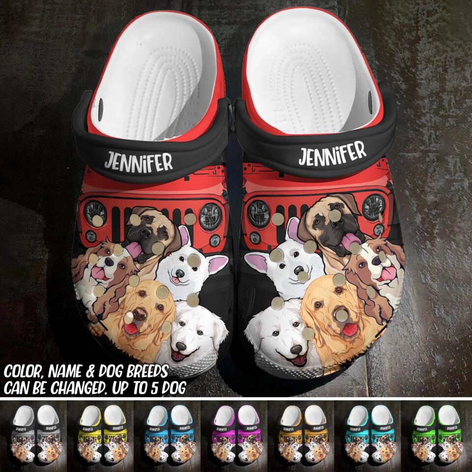 Personalized Color Jeep & Dog Lover Clog Slipper Shoes Printed 23FEB-DT17