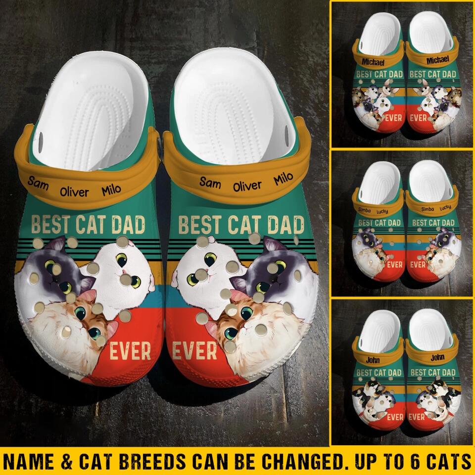 Personalized Best Cat Dad Ever Clog Slipper Shoes Printed 23FEB-VD17