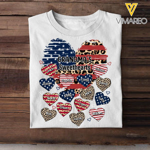 Personalized Grandma's Sweethearts with US Flag & Kid's Name Tshirt Printed 23FEB-VD18