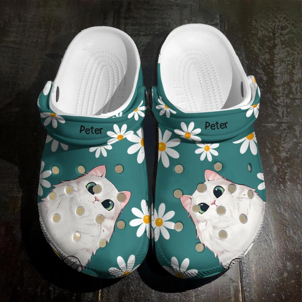 Personalized Hippie Flower child Cat lover Clog Slipper Shoes Printed QTHQ1802