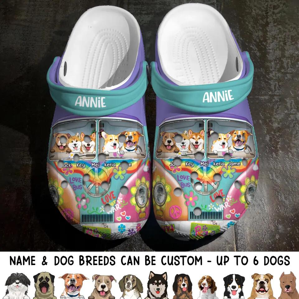 Personalized Dog Lovers Hippie Clog Slipper Shoes Printed PNHQ1802