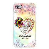 Memorial Upload Photo, Sunflower Heart Forever In Our Hearts Personalized Phone case Printed QTHQ2002