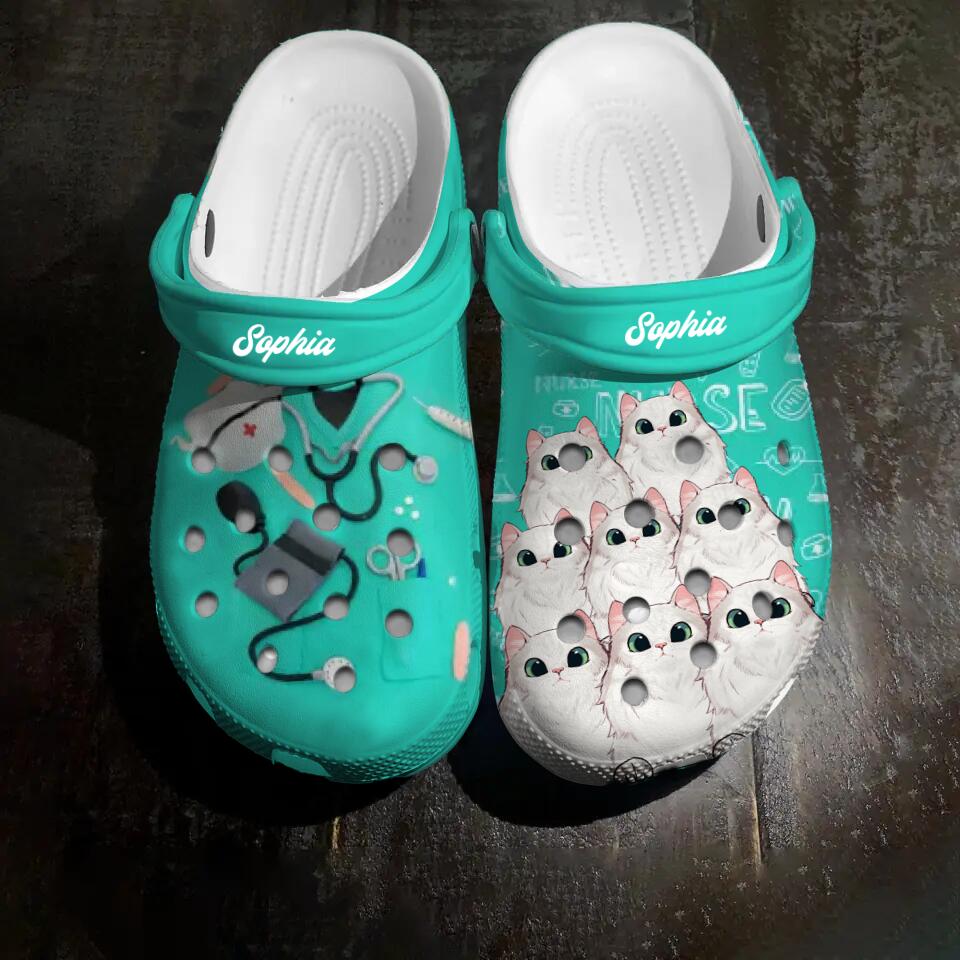 Personalized Cat Nurse Clog Slipper Shoes Printed 23FEB-HQ18