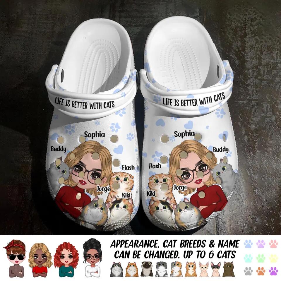 Personalized Life Is Better With Cats Clog Slipper Shoes Printed 23FEB-DT20