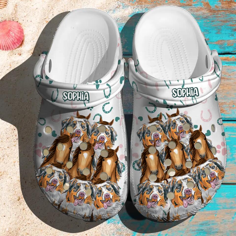 Personalized Horse Dog Lovers Clog Slipper Shoes Printed 23FEB-VD20