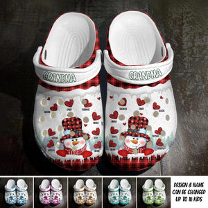 Personalized Caro Snowman Grandma & Kid's Name Clog Slipper Shoes Printed 23FEB-DT16