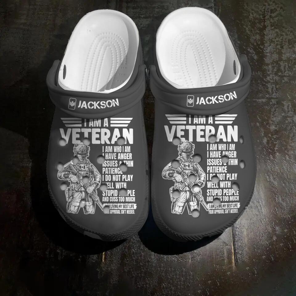 Personalized Canadian Veteran/Soldier, I Am Who I Am Clog Slipper Shoes Printed QTHQ2202