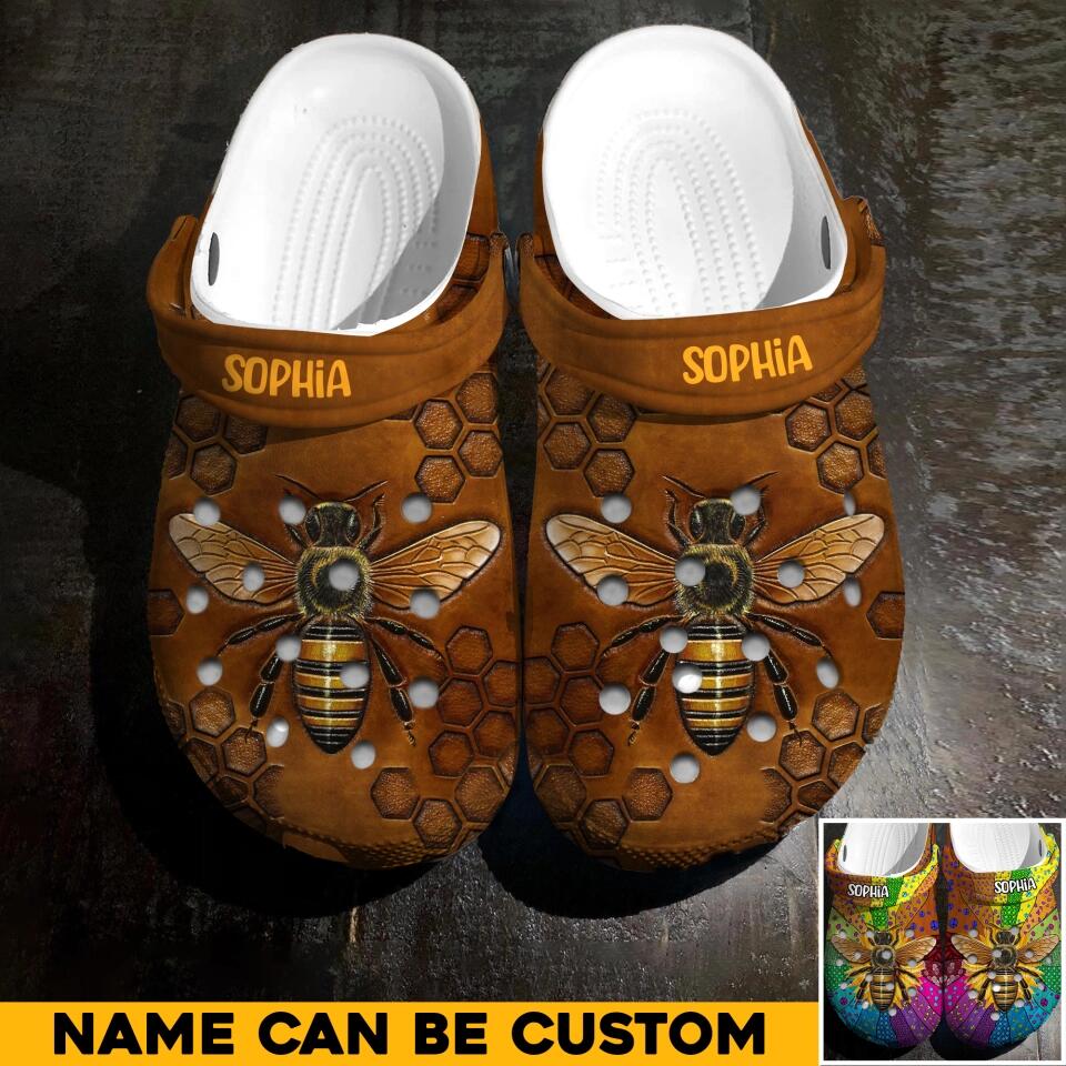 Personalized Bee Hippie Clog Slipper Shoes Printed QTHQ2202