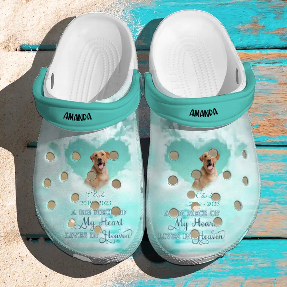 Personalized Pet Image & A Big Piece Of My Heart Lives In Heaven Clog Slipper Shoes Printed PNVD2102