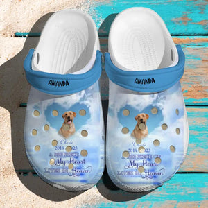 Personalized Pet Image & A Big Piece Of My Heart Lives In Heaven Clog Slipper Shoes Printed PNVD2102