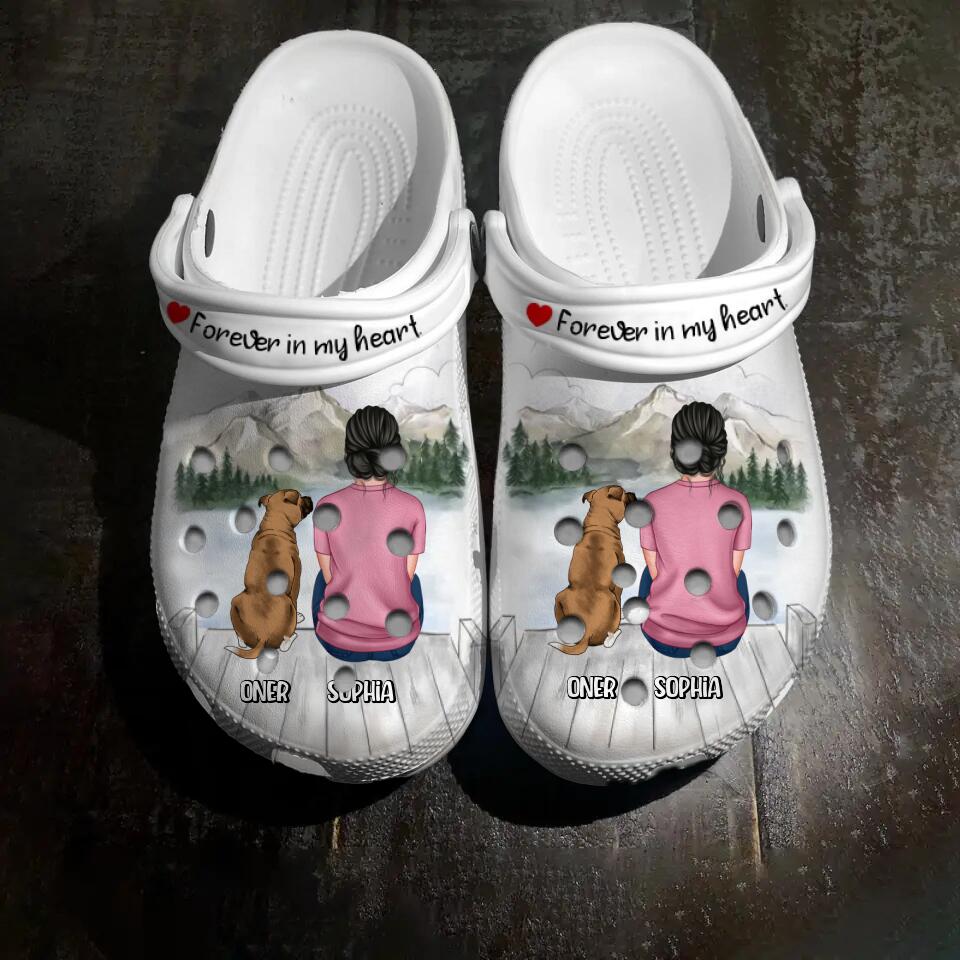 Personalized Forever In My Heart Dog Mom Dog Lovers Gift Clog Slipper Shoes Printed PNHQ2202