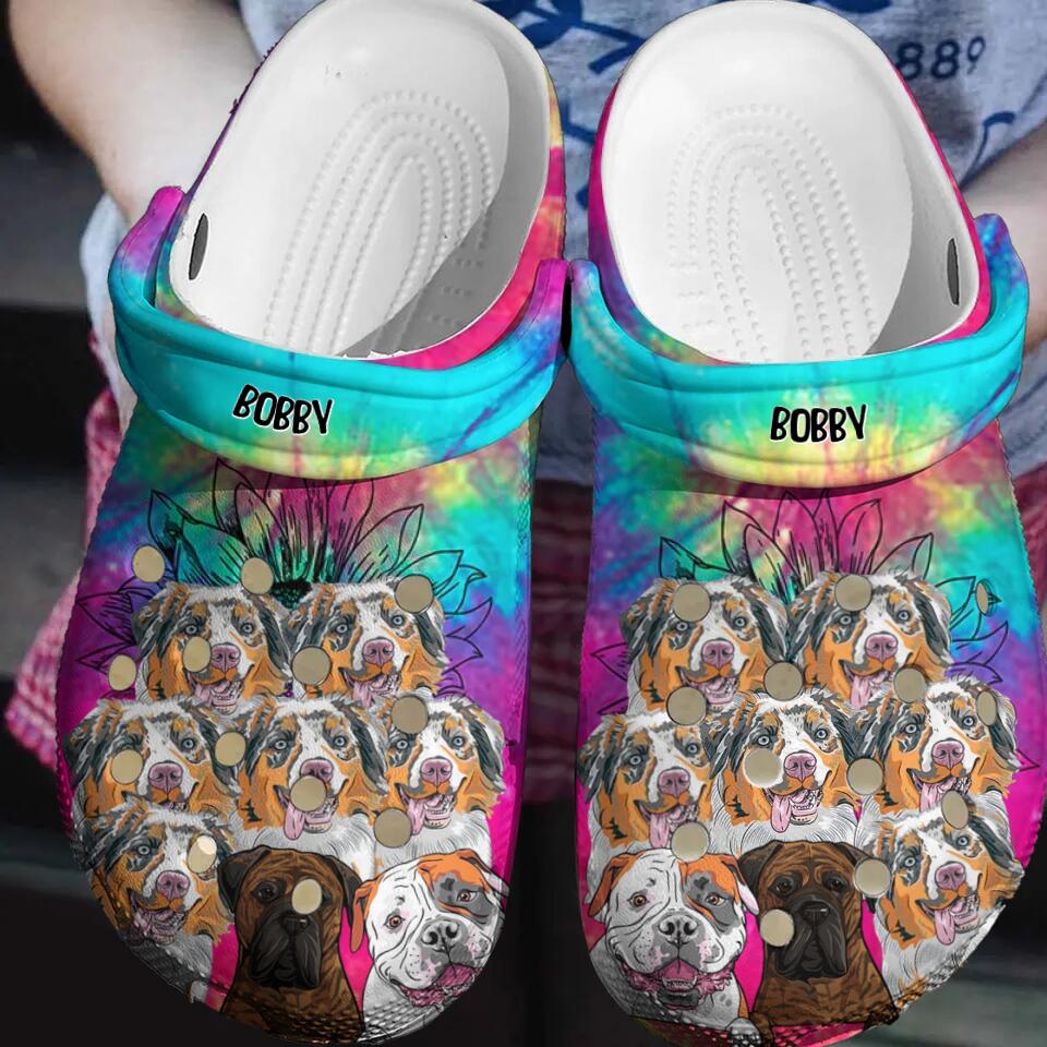 Personalized Dogs & Name Dog Lovers Gift Colorfull Clog Slipper Shoes Printed 23FEB-VD22