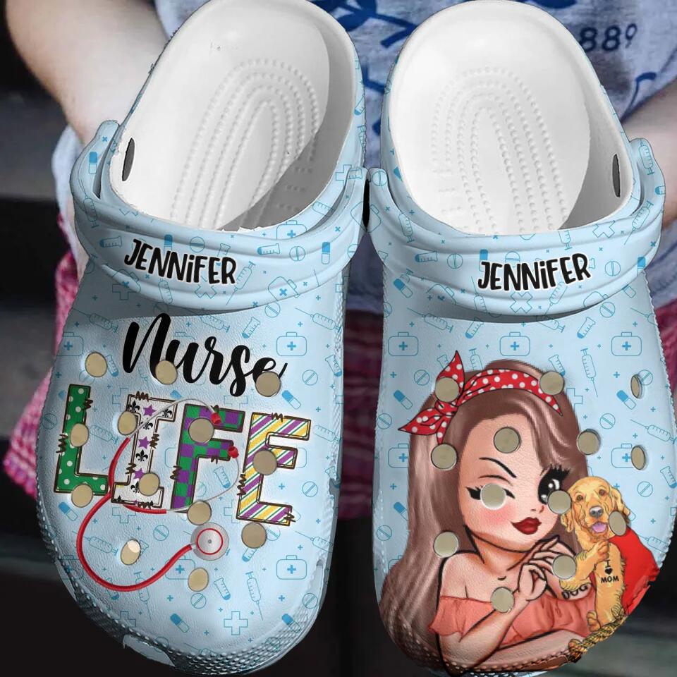 Personalized Nurse Life Cat Mom Cat Lovers Gift Clog Slipper Shoes Printed PNDT2202