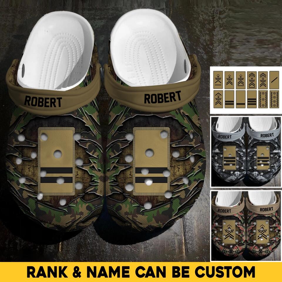 Personalized Swiss Veteran/Soldier Rank Camo Clog Slipper Shoes Printed 23FEB-HQ24