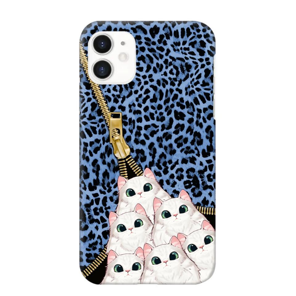 Personalized Cats with Colorful Leopard Skin Cat Lovers Gift Phonecase Printed 23FEB-HQ23