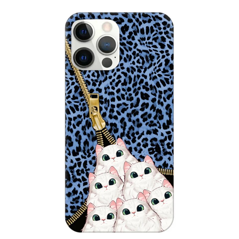 Personalized Cats with Colorful Leopard Skin Cat Lovers Gift Phonecase Printed 23FEB-HQ23