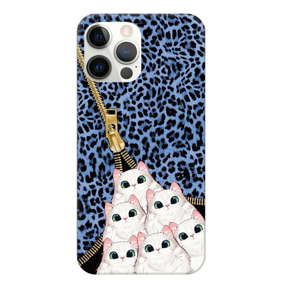 Personalized Cats with Colorful Leopard Skin Cat Lovers Gift Phonecase Printed 23FEB-HQ23