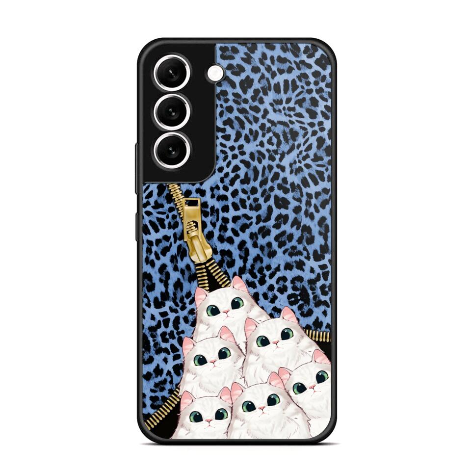 Personalized Cats with Colorful Leopard Skin Cat Lovers Gift Phonecase Printed 23FEB-HQ23