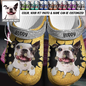 Personalized Upload Your Dog Photo Dog Lovers With Colorful Background Clog Slipper Shoes Printed PNDT2702