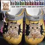 Personalized Upload Your Cat Photo Cat Lovers With Colorful Background Clog Slipper Shoes Printed PNDT2702