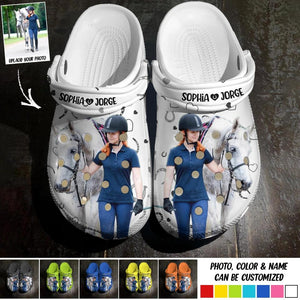 Personalized Upload Your Horse's Photo & Name Horse Lovers Gift Clog Slipper Shoes Printed 23FEB-DT27