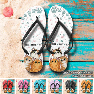 Personalized Cats with Name Cat Lovers Gift Flip Flops Printed 23FEB-DT28