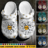 Personalized Grandma Nana Aunt Mom Sunflower Hippie Kid Name Clog Slipper Shoes Printed 23FEB-HQ27