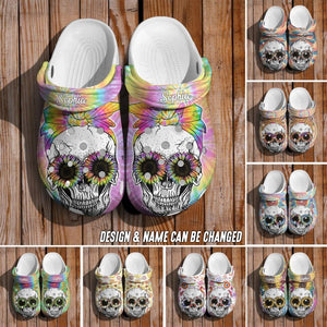 Personalized Hippie Skull Lover Clog Slipper Shoes Printed QTDT0103