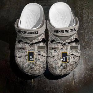 Personalized German Veteran/Soldier Rank Camo & Name Clog Slipper Shoes Printed  23FEB-HQ28