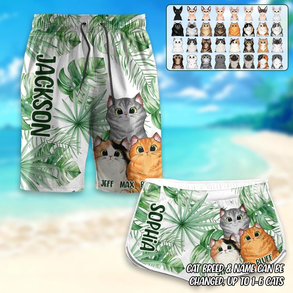 PERSONALIZED Cat Lover Tropical Beach Short QTHQ0103