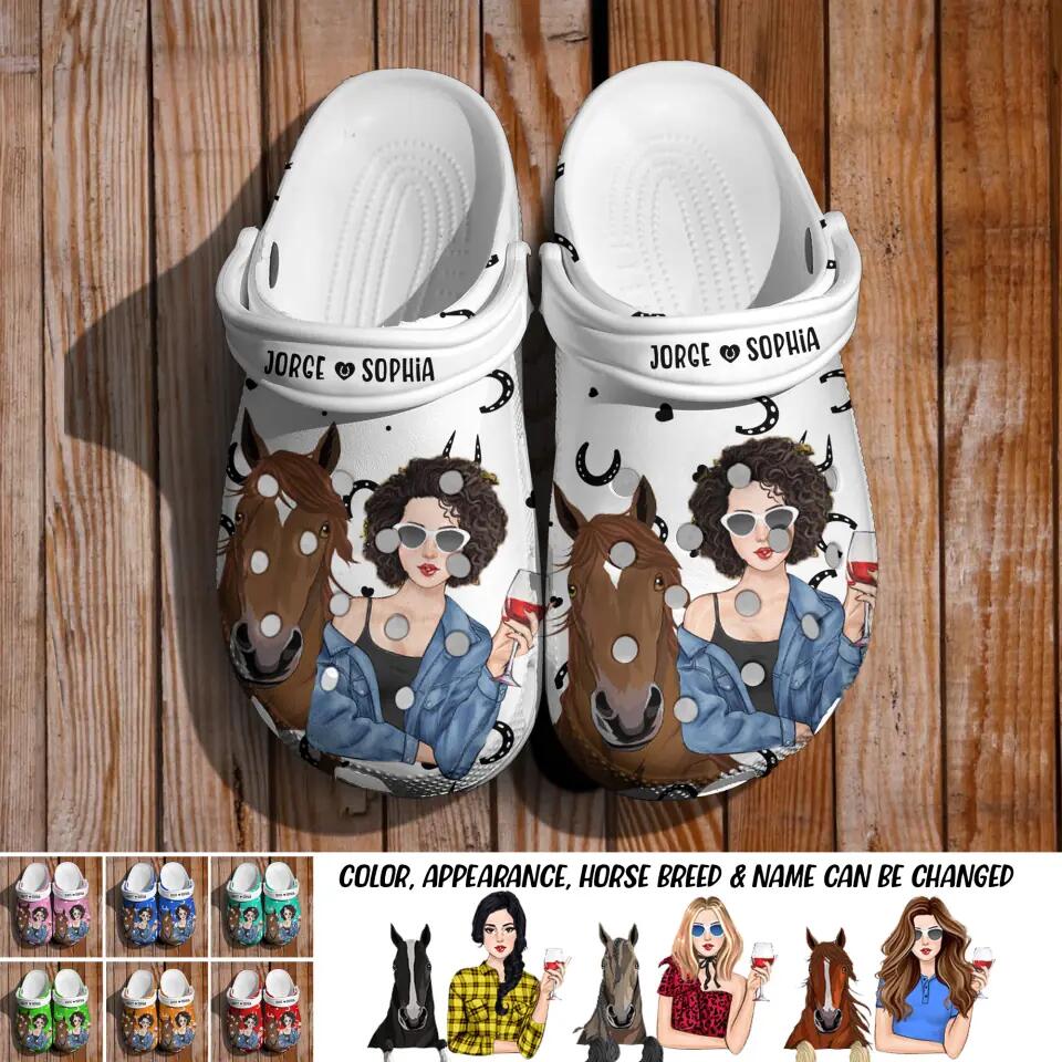 Personalized Horse Girl Horse Lovers Clog Slipper Shoes Printed 23MAR-DT01