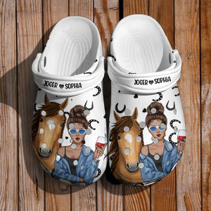 Personalized Horse Girl Horse Lovers Clog Slipper Shoes Printed 23MAR-DT01