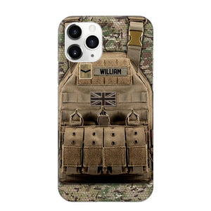 Personalized UK Veteran/Soldier Uniform Rank Camo Phonecase Printed 23MAR-DT01